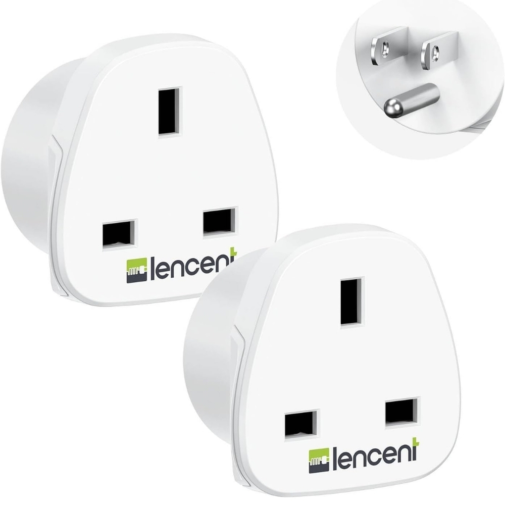 LENCENT UK to US America White Plug Adapters